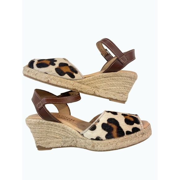 The Spanish Sandal Co Leopard Print Espadrille Wedges size 36 US 5.5 - Picture 3 of 8
